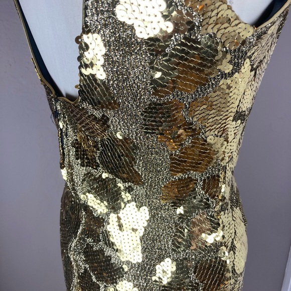 Vintage Dave & Johnny Gold Lamé and Sequined Dress - Made in USA - Size 4-6 - Picture 3 of 8